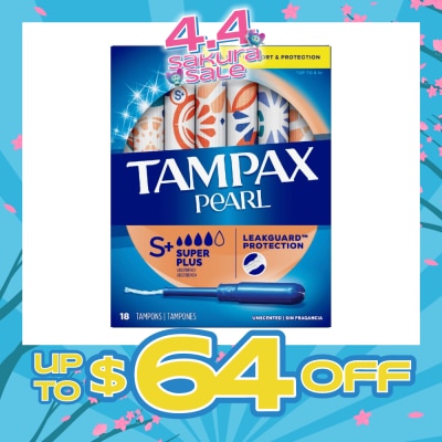 TAMPAX - Pearl Plastic Super Plus Absorbency Unscented Tampons 18s