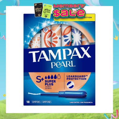 TAMPAX - Pearl Plastic Super Plus Absorbency Unscented Tampons 18s