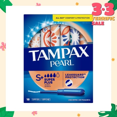 TAMPAX Pearl Plastic Super Plus Absorbency Unscented Tampons 18s