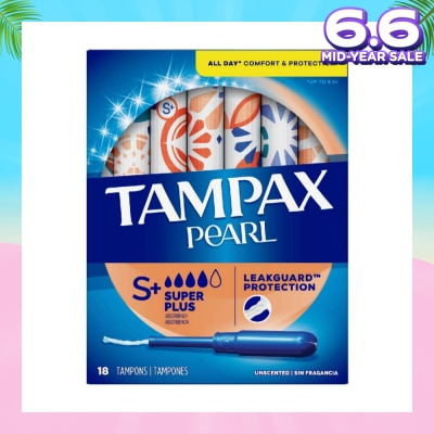 TAMPAX Pearl Plastic Super Plus Absorbency Unscented Tampons 18s