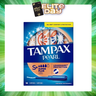 TAMPAX - Pearl Plastic Super Plus Absorbency Unscented Tampons 18s