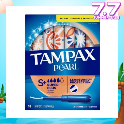 TAMPAX Pearl Plastic Super Plus Absorbency Unscented Tampons 18s