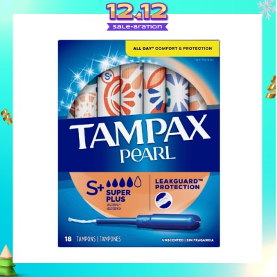 TAMPAX Pearl Plastic Super Plus Absorbency Unscented Tampons 18s