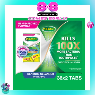 POLIDENT - Overnight Denture Cleanser Whitening Tablet Value Pack 36s x 2