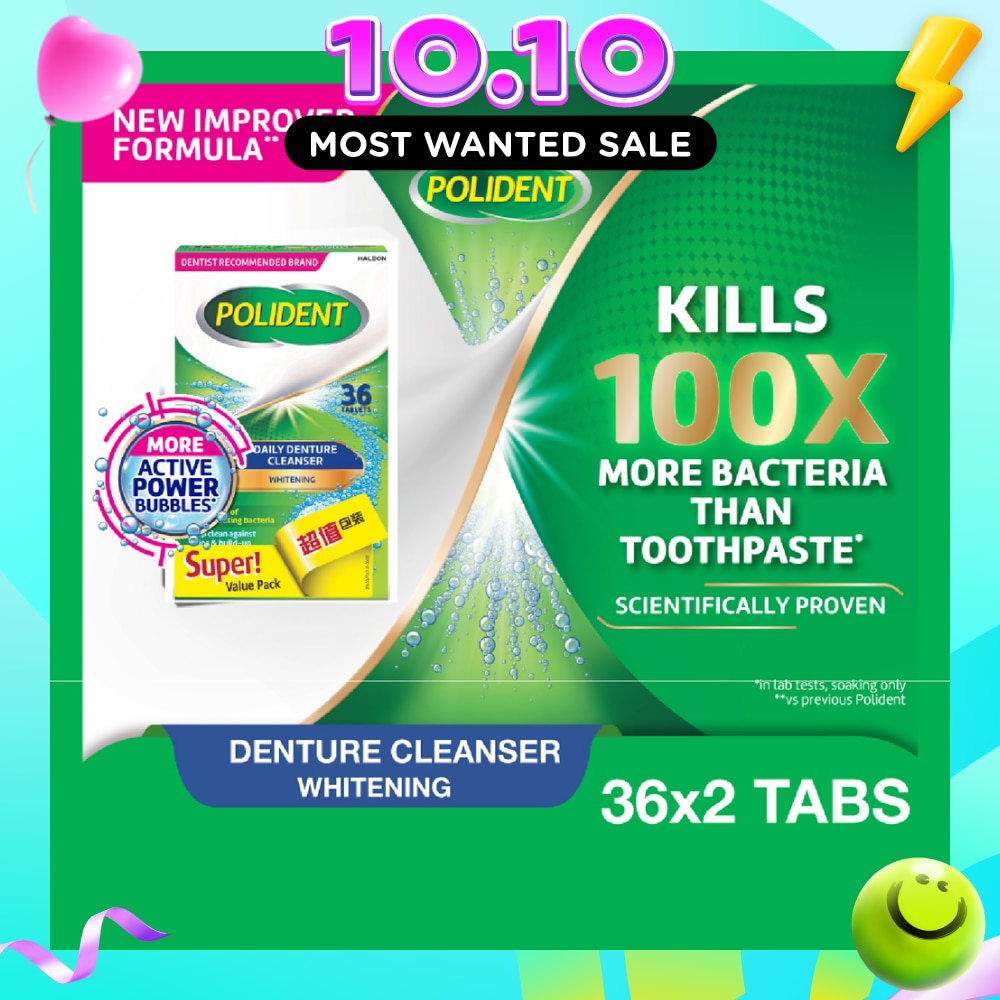 Overnight Denture Cleanser Whitening Tablet Value Pack 36s x 2 image