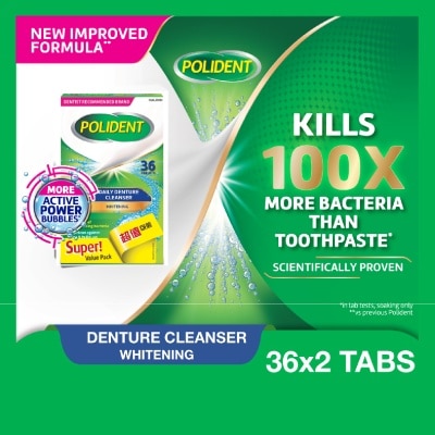 POLIDENT - Overnight Denture Cleanser Whitening Tablet Value Pack 36s x 2