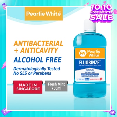 PEARLIE WHITE® Fluorinze Alcohol Free Antibacterial Fluoride Mouth Rinse 750ml