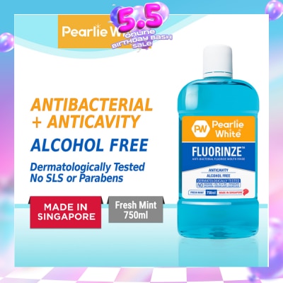 PEARLIE WHITE® - Fluorinze Alcohol Free Antibacterial Fluoride Mouth Rinse 750ml