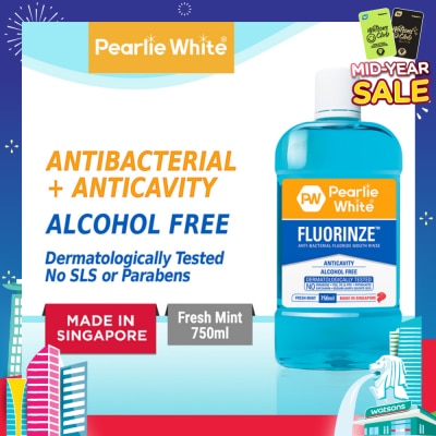 PEARLIE WHITE® Fluorinze Alcohol Free Antibacterial Fluoride Mouth Rinse 750ml