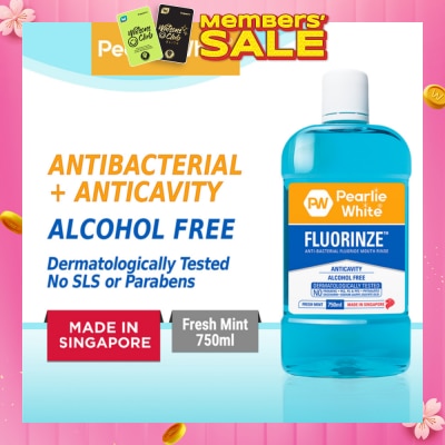 PEARLIE WHITE® Fluorinze Alcohol Free Antibacterial Fluoride Mouth Rinse 750ml