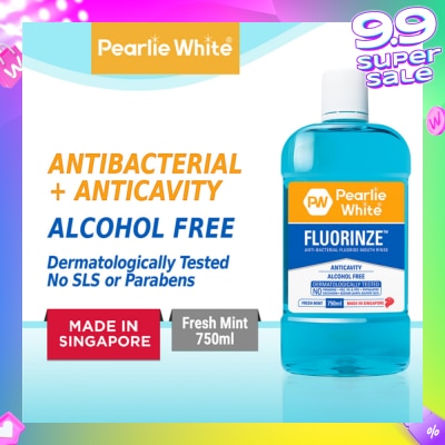 PEARLIE WHITE® Fluorinze Alcohol Free Antibacterial Fluoride Mouth Rinse 750ml
