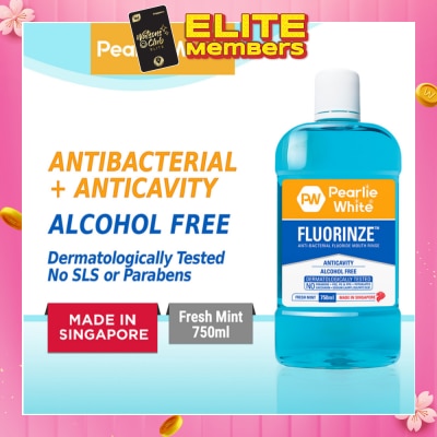PEARLIE WHITE® Fluorinze Alcohol Free Antibacterial Fluoride Mouth Rinse 750ml