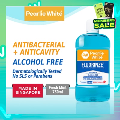 PEARLIE WHITE® Fluorinze Alcohol Free Antibacterial Fluoride Mouth Rinse 750ml