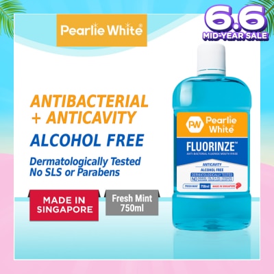 PEARLIE WHITE® Fluorinze Alcohol Free Antibacterial Fluoride Mouth Rinse 750ml