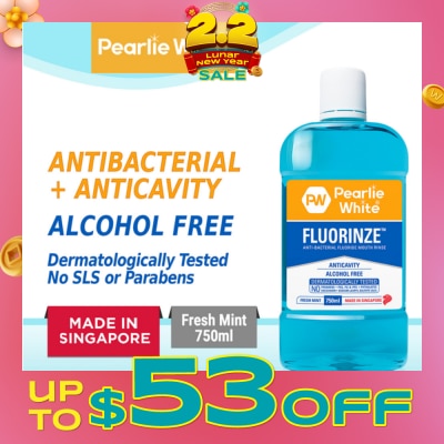 PEARLIE WHITE® Fluorinze Alcohol Free Antibacterial Fluoride Mouth Rinse 750ml