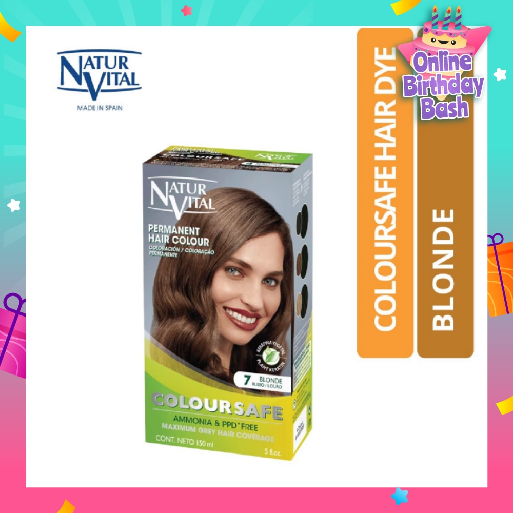 NATURVITAL Coloursafe Permanent Hair Colour Blonde 7 150ml (Expiry: Feb`2026)
