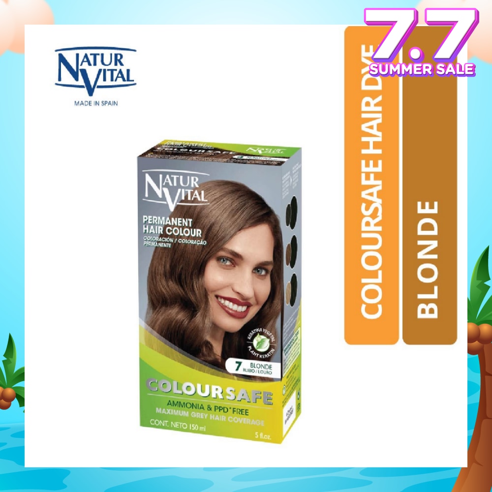 NATURVITAL Coloursafe Permanent Hair Colour Blonde 7 150ml (Expiry: Feb`2026)