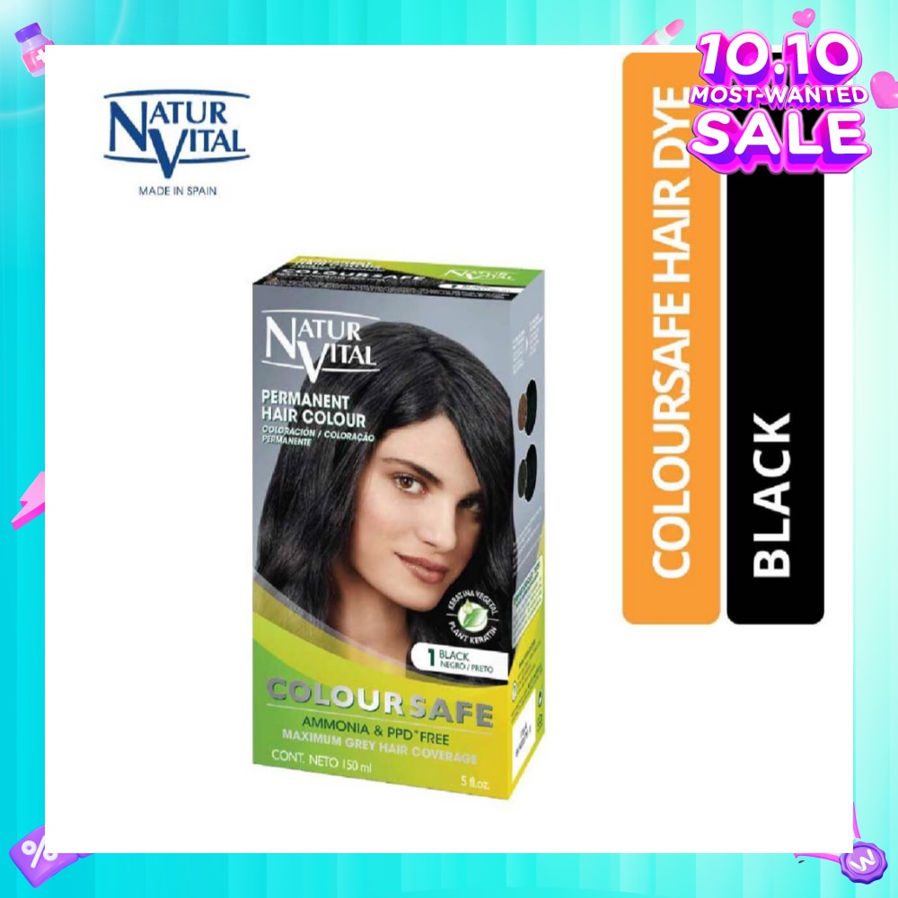 NATURVITAL Coloursafe Permanent Hair Colour Black 1 150ml