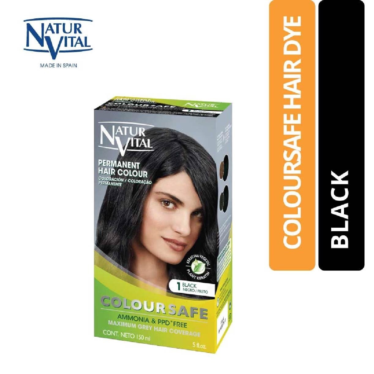 NATURVITAL Coloursafe Permanent Hair Colour Black 1 150ml