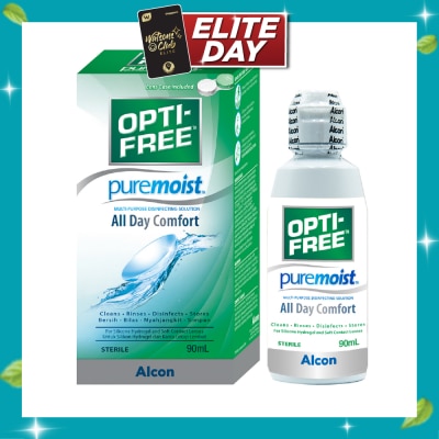 OPTI FREE Puremoist All Day Comfort Multi Purpose Disinfecting Solution 90ml image