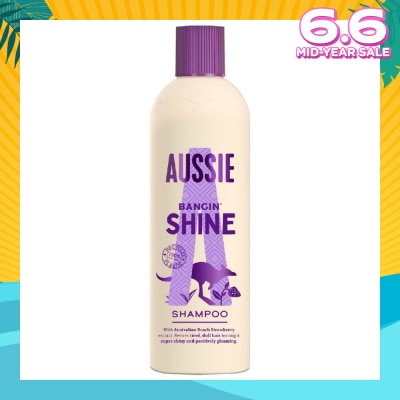 AUSSIE Bangin’ Shine Shampoo (Revitalise Tired + Dull Hair for Silky Soft Hair) 300ml