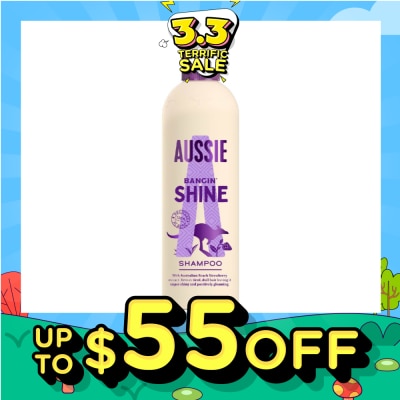 AUSSIE Bangin’ Shine Shampoo (Revitalise Tired + Dull Hair for Silky Soft Hair) 300ml