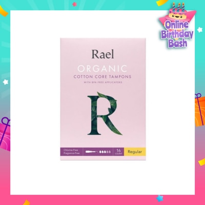 RAEL Regular Organic Cotton Tampons With Bpa-Free Applicator 16s