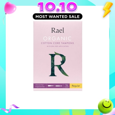RAEL Regular Organic Cotton Tampons With Bpa Free Applicator 16s image