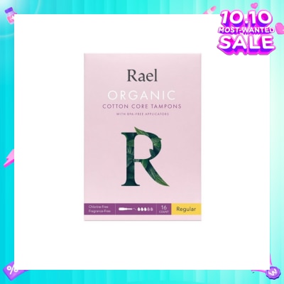 RAEL Regular Organic Cotton Tampons With Bpa-Free Applicator 16s