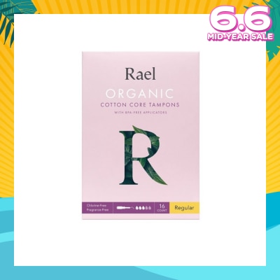 RAEL Regular Organic Cotton Tampons With Bpa-Free Applicator 16s