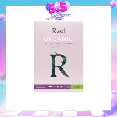 RAEL - Super Organic Cotton Tampons With Bpa-Free Applicator 16s