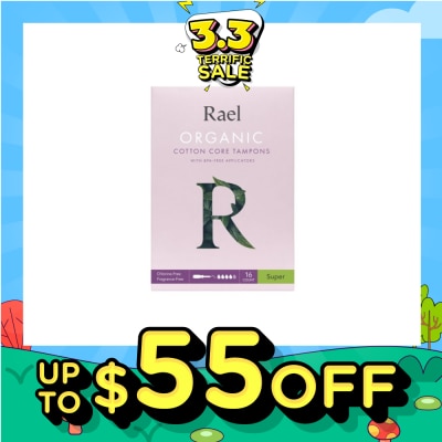 RAEL Super Organic Cotton Tampons With Bpa-Free Applicator 16s