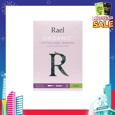 RAEL Super Organic Cotton Tampons With Bpa-Free Applicator 16s