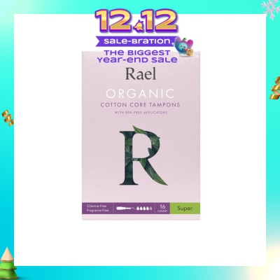 RAEL Super Organic Cotton Tampons With Bpa-Free Applicator 16s