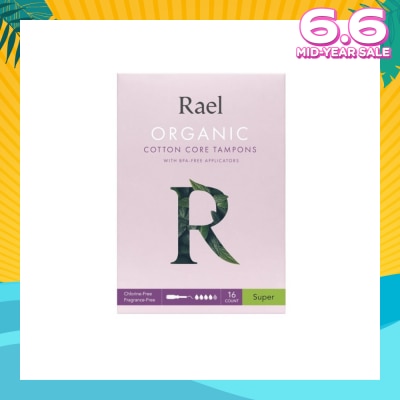RAEL Super Organic Cotton Tampons With Bpa-Free Applicator 16s