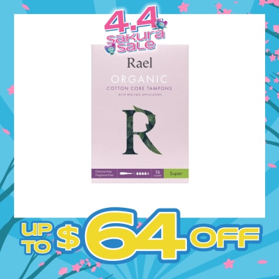 RAEL - Super Organic Cotton Tampons With Bpa-Free Applicator 16s