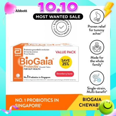 BIOGAIA Probiotic Chewable Tablet With Strawberry Burst Flavour Packset 30s x 3 pack image