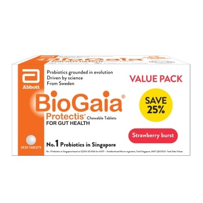 BIOGAIA Probiotic Chewable Tablet With Strawberry Burst Flavour Packset 30s x 3 pack