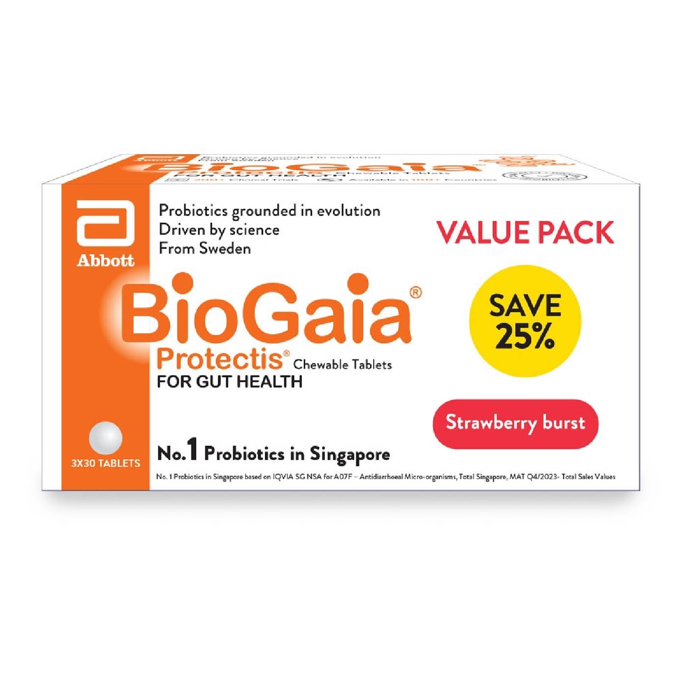 Probiotic Chewable Tablet Packset consists Lemon 30s x 2 pack + Strawberry 30s x 1 pack