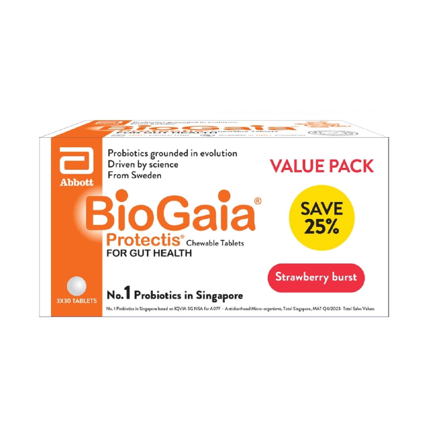 Probiotic Chewable Tablet With Strawberry Burst Flavour Packset 30s x 3 pack image
