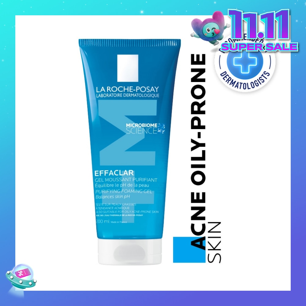 Effaclar Foaming Purifying Gel (0% Alcohol, Non-Comedogenic Face Wash for Oily Acne-Prone Skin) 200ml