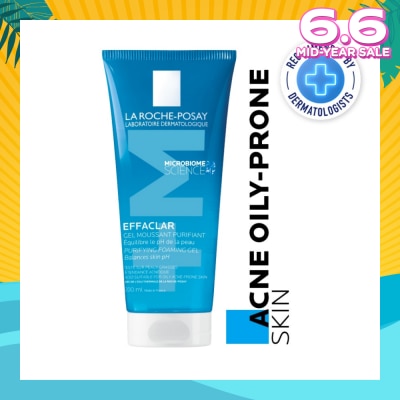 LA ROCHE-POSAY Effaclar Foaming Purifying Gel (0% Alcohol, Non-Comedogenic Face Wash for Oily Acne-Prone Skin) 200ml