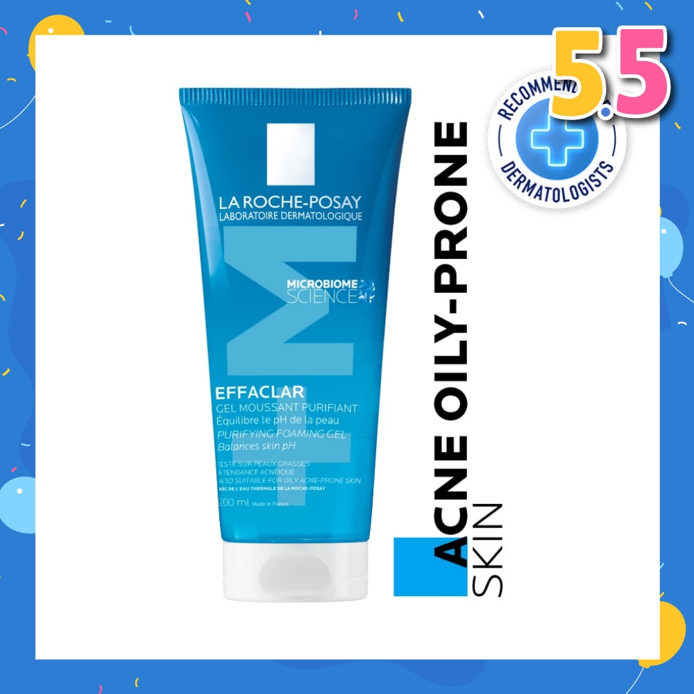 Effaclar Foaming Purifying Gel (0% Alcohol, Non-Comedogenic Face Wash for Oily Acne-Prone Skin) 200ml