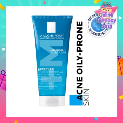 LA ROCHE-POSAY Effaclar Foaming Purifying Gel (0% Alcohol, Non-Comedogenic Face Wash for Oily Acne-Prone Skin) 200ml