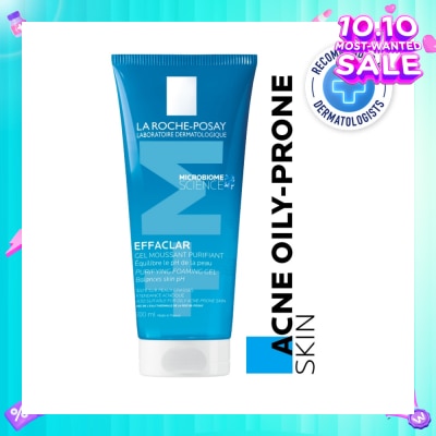 LA ROCHE-POSAY Effaclar Foaming Purifying Gel (0% Alcohol, Non-Comedogenic Face Wash for Oily Acne-Prone Skin) 200ml