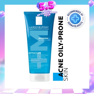 LA ROCHE-POSAY - Effaclar Foaming Purifying Gel (0% Alcohol, Non-Comedogenic Face Wash for Oily Acne-Prone Skin) 200ml
