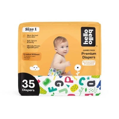 HELLO BELLO Hello Bello Day Time Tape Diapers (Ultra Soft, Stay Snug And Comfy Fit) Xs/ Size 1 35s