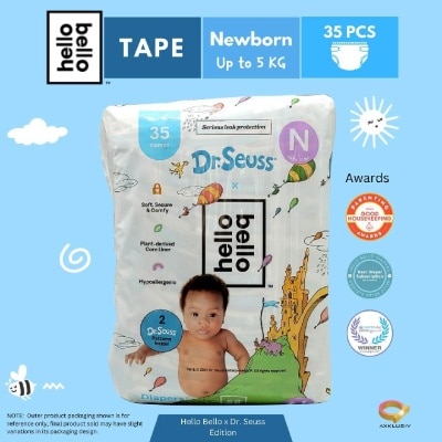 HELLO BELLO Day Time Tape Diapers (Ultra Soft, Stay Snug And Comfy Fit) New Born/ Size N 35s