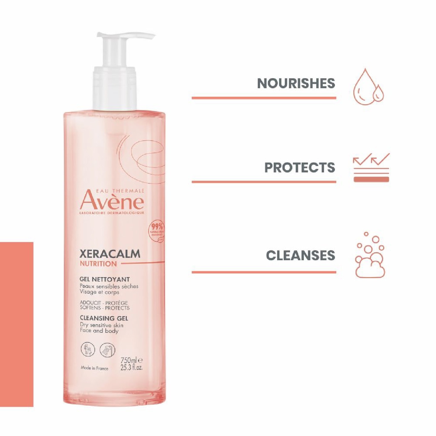 XeraCalm Nutrition Cleansing Gel for Dry & Sensitive Skin 750ml