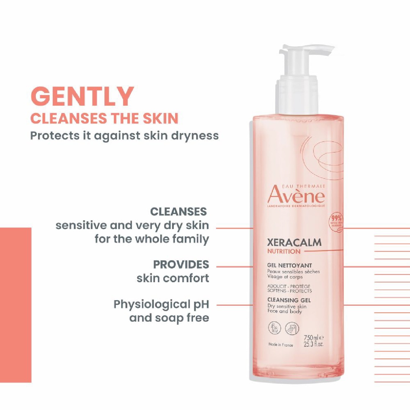 XeraCalm Nutrition Cleansing Gel for Dry & Sensitive Skin 750ml